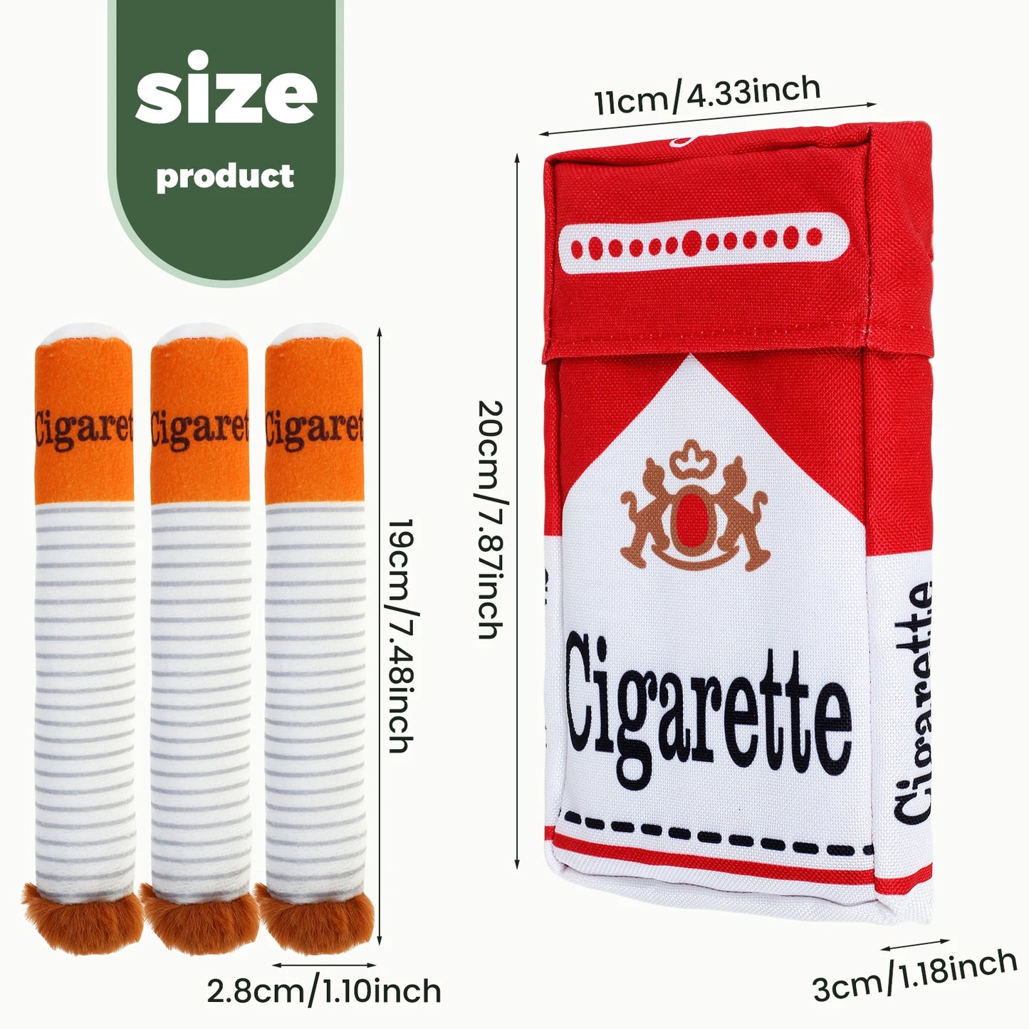 3Pcs Dog Cigarette Butt Plush Toy Creatives Products Cigarette Butt Design Dogs Chew Toys Funny Squeaky Pet Toys for Playing