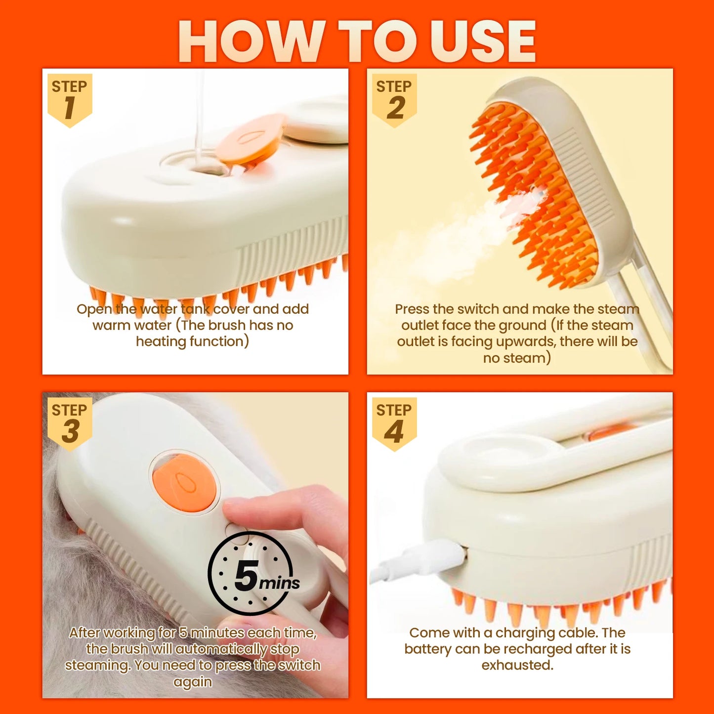 Cat Steam Brush for Shedding Dog Brush with Steam Pet Multifunctional Hair Cleaning Brush Comb for Spray 3 in 1 Pet Grooming For