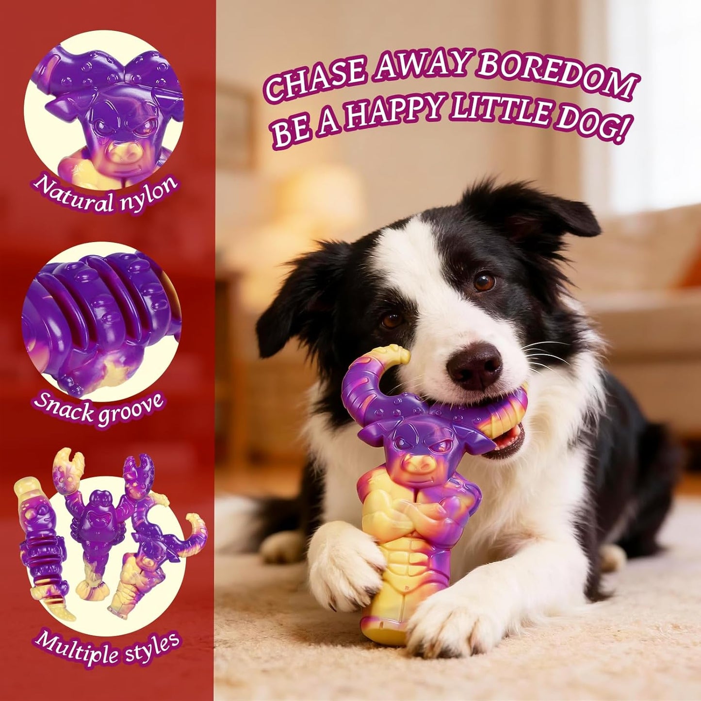 Durable Indestructible Dog Toys for Aggressive Chewers - Tough Interactive Chew Toys for Large and Medium Dogs with Beef Flavor (A-Crocodile)