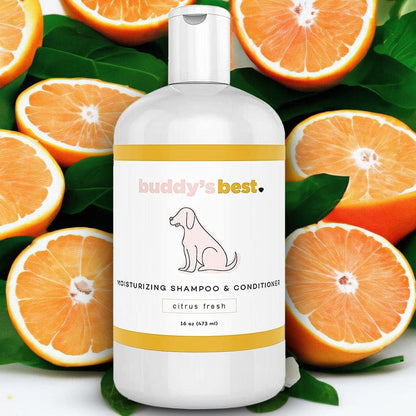 Buddy's Best Oatmeal Dog Shampoo and Conditioner for Sensitive Skin - Moisturizing Formula with Citrus Fresh Scent, 16 oz