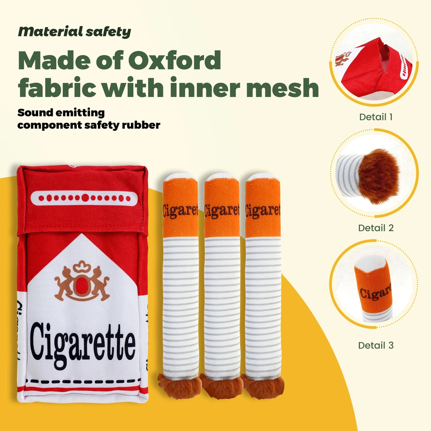 3Pcs Dog Cigarette Butt Plush Toy Creatives Products Cigarette Butt Design Dogs Chew Toys Funny Squeaky Pet Toys for Playing