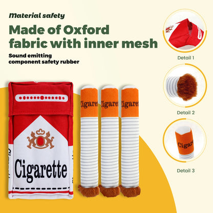 3Pcs Dog Cigarette Butt Plush Toy Creatives Products Cigarette Butt Design Dogs Chew Toys Funny Squeaky Pet Toys for Playing