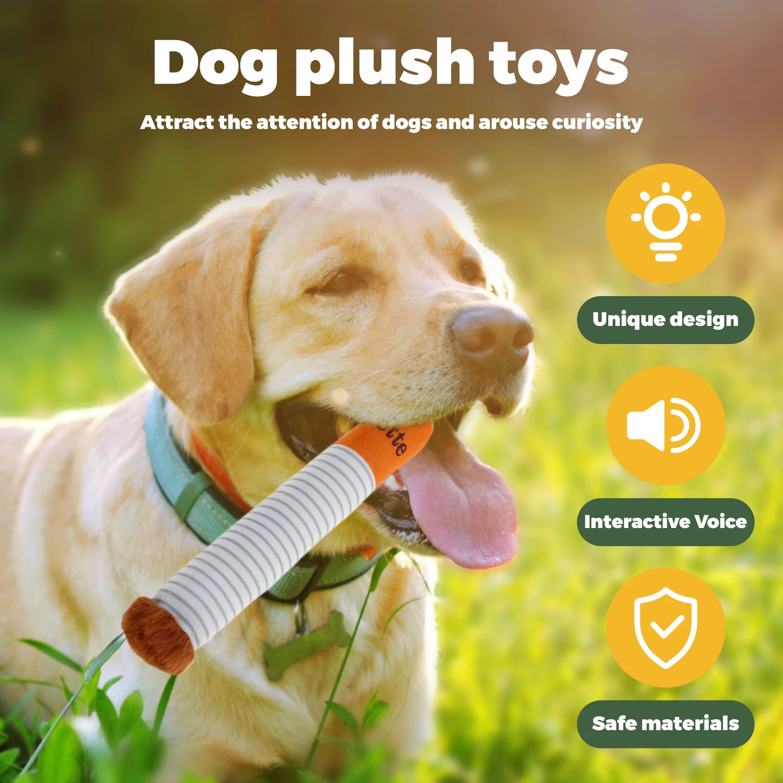 3Pcs Dog Cigarette Butt Plush Toy Creatives Products Cigarette Butt Design Dogs Chew Toys Funny Squeaky Pet Toys for Playing