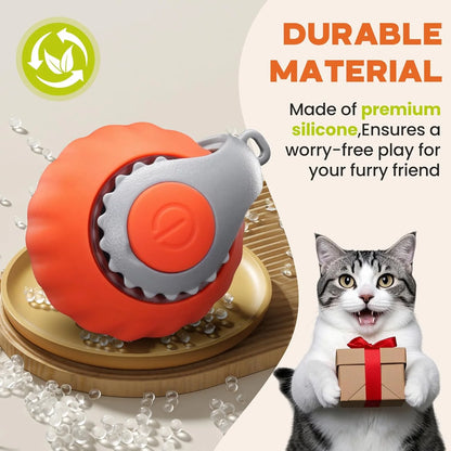 2 Pack Interactive Cat Toy for Indoor Cats, Two Speed Smart Automatic Cat Toy Moving Ball with Tail, Rechargeable Motion Activated Cat Toys for Bored Indoor Adult Cats(Orange & Blue)