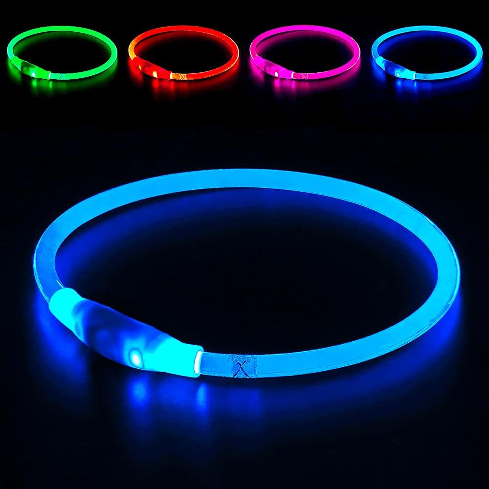 BSEEN USB Rechargeable LED Dog Collar - Enhanced Night Visibility for Small, Medium, and Large Dogs (Blue)