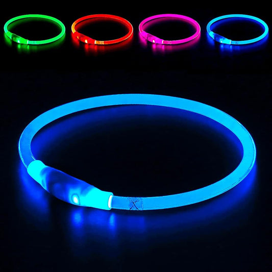 BSEEN USB Rechargeable LED Dog Collar - Enhanced Night Visibility for Small, Medium, and Large Dogs (Blue)
