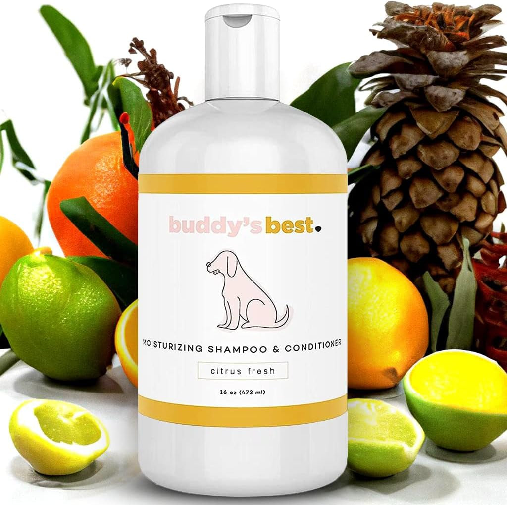 Buddy's Best Oatmeal Dog Shampoo and Conditioner for Sensitive Skin - Moisturizing Formula with Citrus Fresh Scent, 16 oz