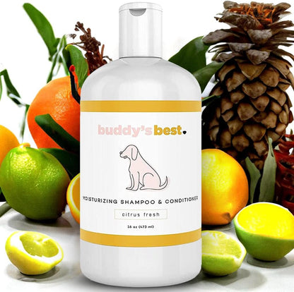 Buddy's Best Oatmeal Dog Shampoo and Conditioner for Sensitive Skin - Moisturizing Formula with Citrus Fresh Scent, 16 oz