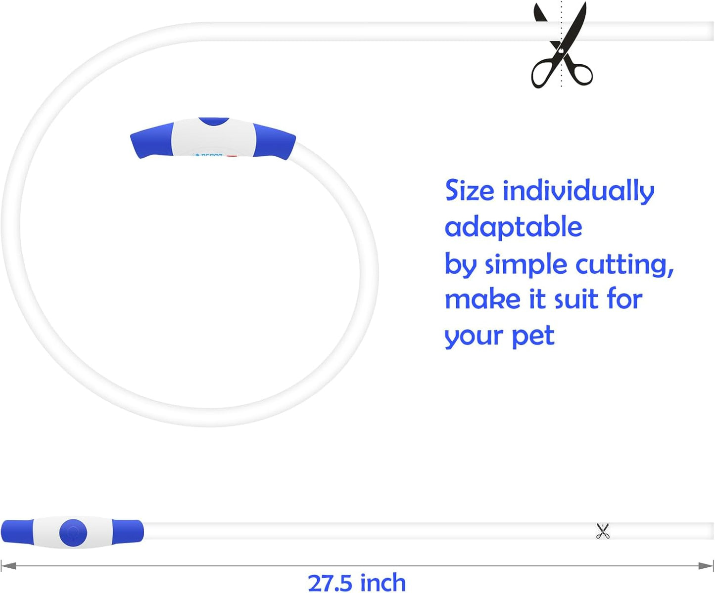 BSEEN USB Rechargeable LED Dog Collar - Enhanced Night Visibility for Small, Medium, and Large Dogs (Blue)