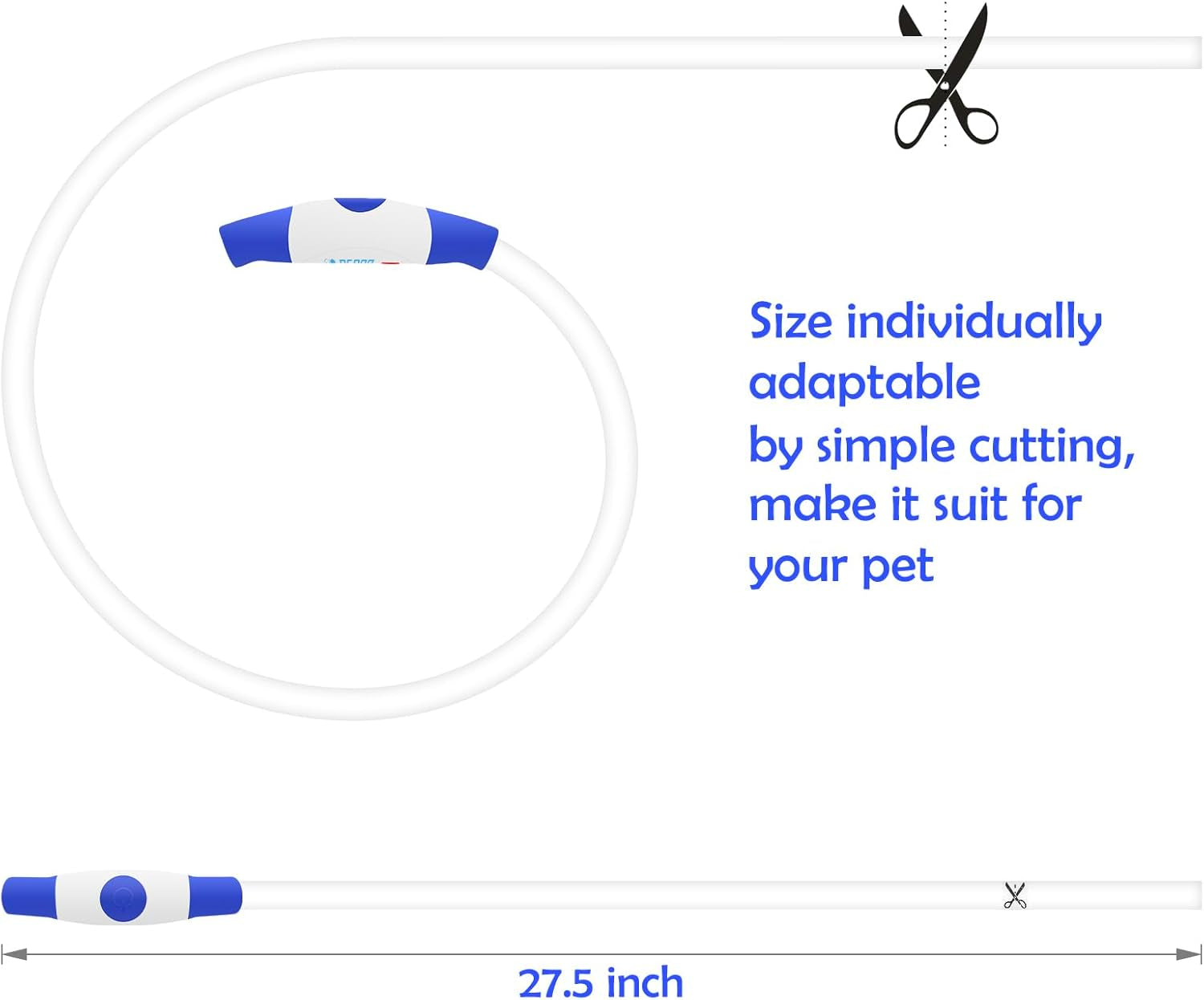 BSEEN USB Rechargeable LED Dog Collar - Enhanced Night Visibility for Small, Medium, and Large Dogs (Blue)