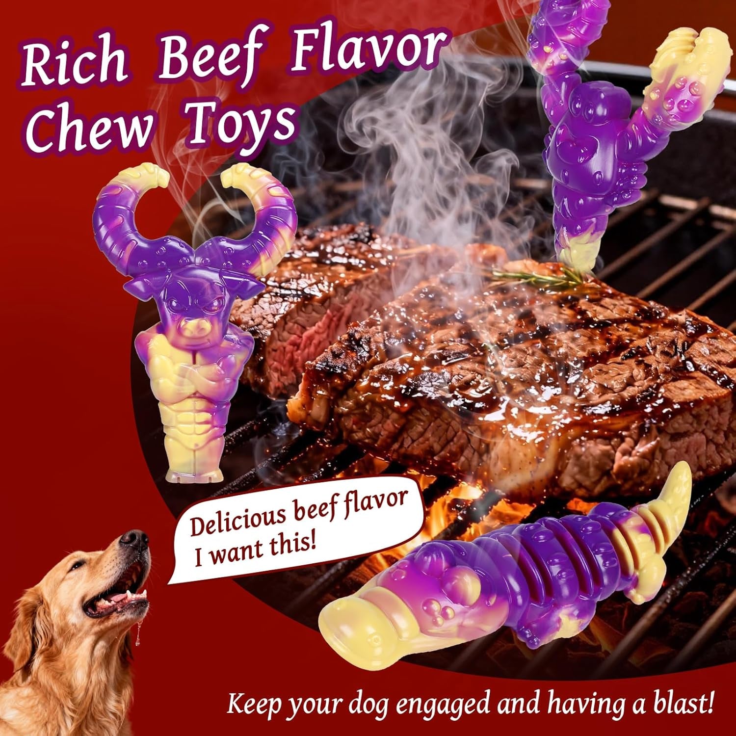 Durable Indestructible Dog Toys for Aggressive Chewers - Tough Interactive Chew Toys for Large and Medium Dogs with Beef Flavor (A-Crocodile)