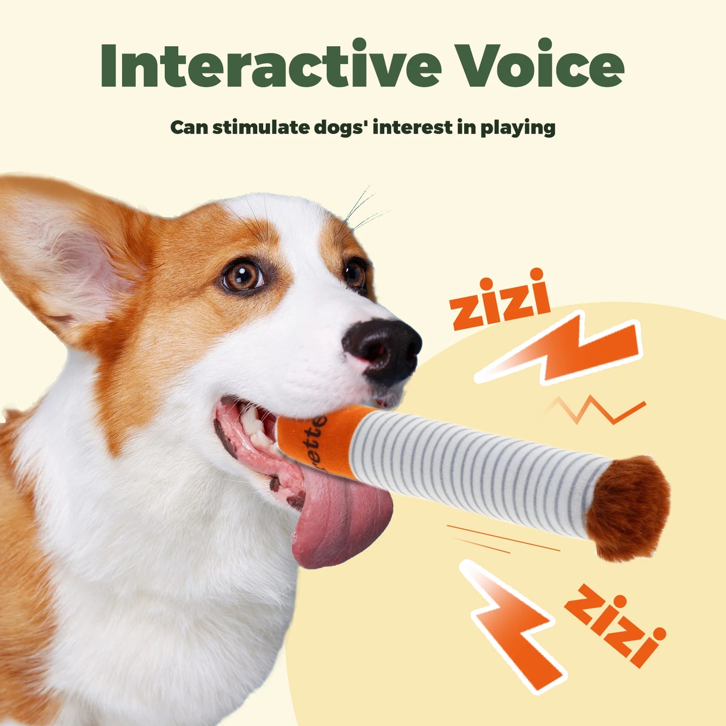 3Pcs Dog Cigarette Butt Plush Toy Creatives Products Cigarette Butt Design Dogs Chew Toys Funny Squeaky Pet Toys for Playing
