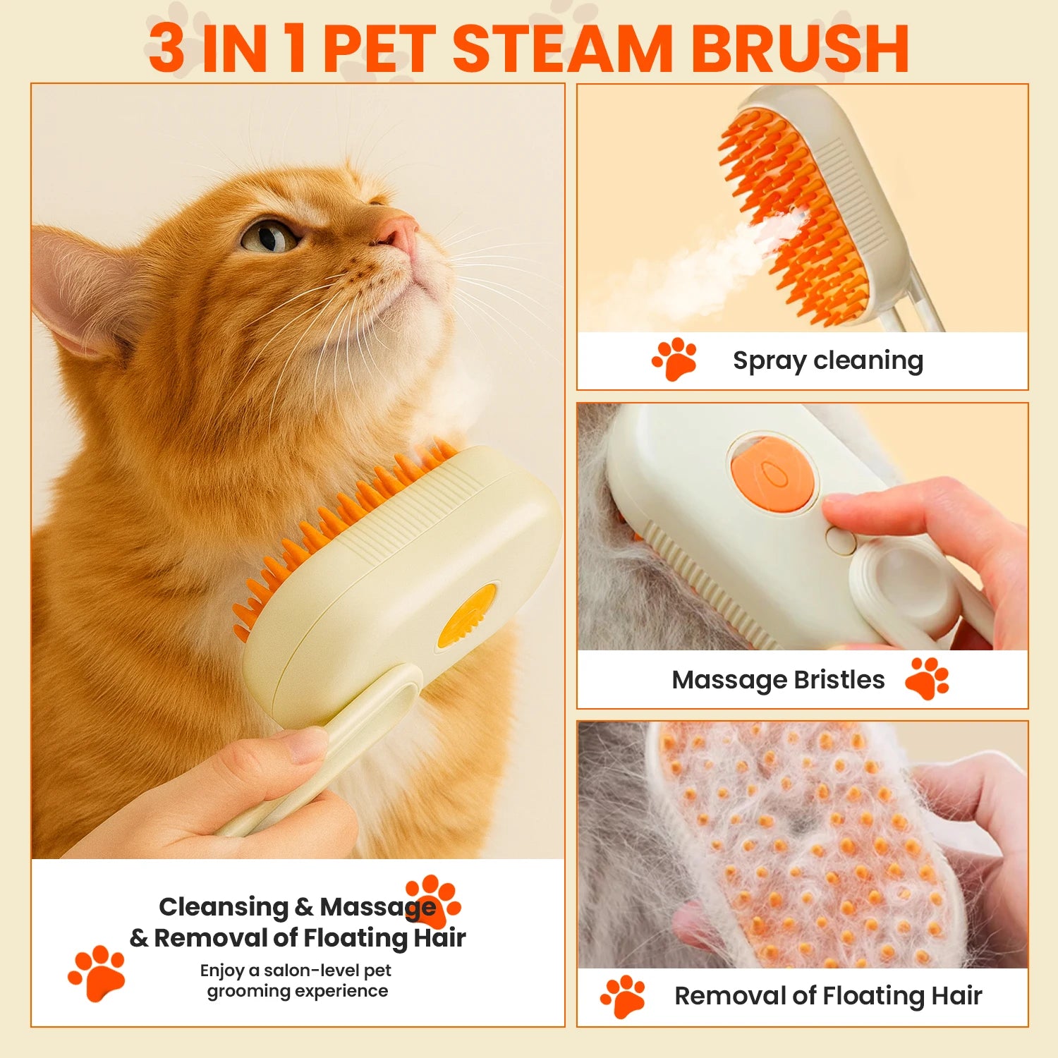 Cat Steam Brush for Shedding Dog Brush with Steam Pet Multifunctional Hair Cleaning Brush Comb for Spray 3 in 1 Pet Grooming For